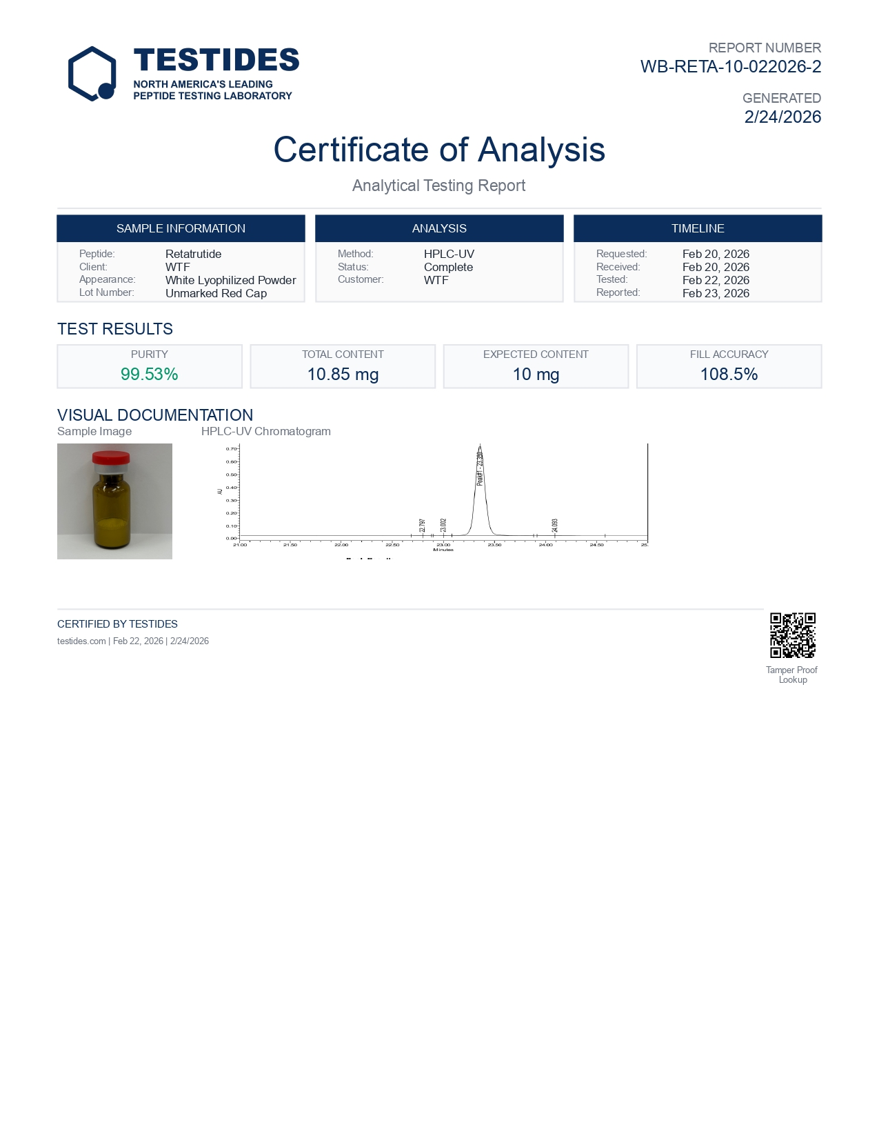 Retatrutide   10mg COA report